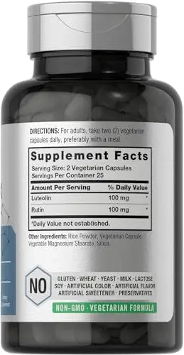 Luteolin Complex with Rutin | 50 Capsules | Vegetarian, Non-GMO & Gluten Free Flavonoid Horbäach Au supplements