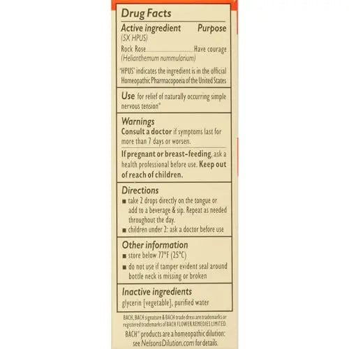 Bach Original Flower Remedies, Rock Rose for Courage (Non-Alcohol Formula), Natural Homeopathic Bach Au supplements