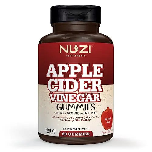 NUZI Apple Cider Vinegar Gummies with Pomegranate & Beetroot | 500 mg | Certified Halal NUZI Au supplements