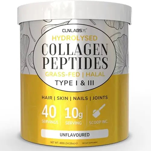 100% Pure Hydrolysed Collagen Peptides Powder - 400g Tub | Halal & Grass-Fed Bovine Collagen CLN Labs Au supplements