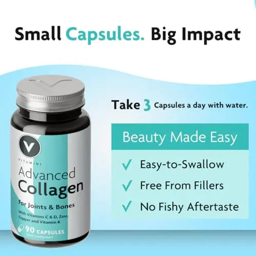 Premium Advanced Collagen Complex for Joint and Bone Health – High Strength Marine Collagen with Vitamin D3 V Vitamini Au supplements