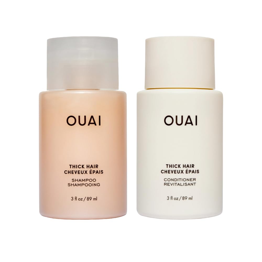 OUAI Thick Hair Shampoo & Conditioner Set, Travel Size - Moisturizing Shampoo & Conditioner - With Keratin, Marshmallow Root, Shea Butter & Avocado Oil - Sulfate, Paraben & Phthalate Free (3 Oz) OUAI Au supplements