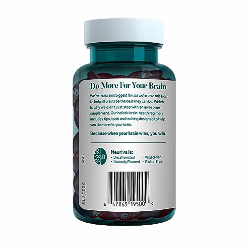 NEURIVA Original Brain Supplement for Memory, Focus & Concentration + Learning & Accuracy with Clinically Tested Nootropics Phosphatidylserine and Neurofactor, Strawberry Flavor, 50 Gummies NEURIVA Au supplements