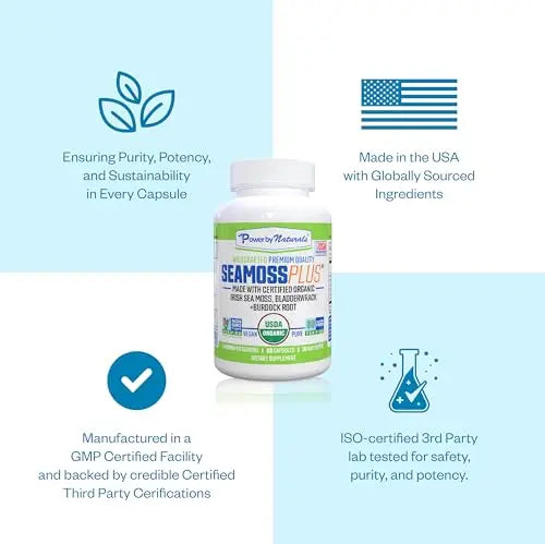 Power By Naturals Sea Moss Plus - USDA Certified Organic Wildcrafted Irish Power By Naturals Au supplements