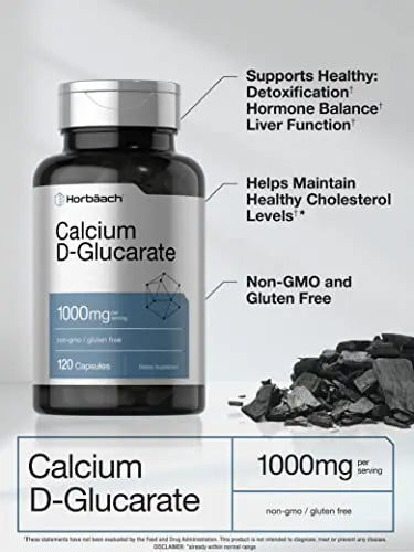 Calcium D-Glucarate 1000mg | 120 Capsules | Non-GMO, Gluten Free Supplement Horbäach Au supplements