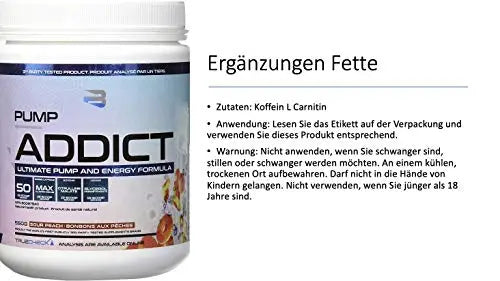 BELIEVE Pump Addict Ultimate Pre-Workout and Energy Formula Sour Peach, 550 g Believe Au supplements