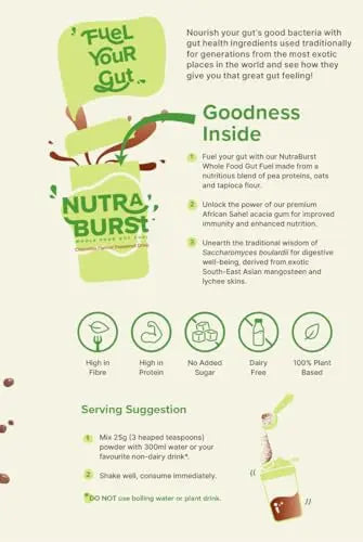 NutraBurst Pea Protein Shake with Probiotics, prebiotics, and Oats 500g - Chocolate Flavoured Nutree Gut Au supplements