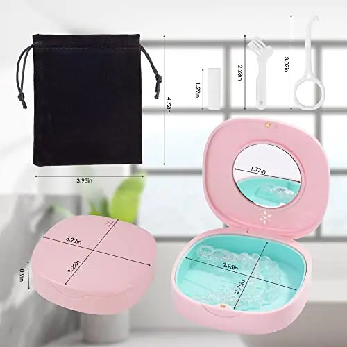 2 Pack Retainer Case with Vent Holes, Mirrors,Compatible with Invisalign,Night Guards Doboli Au supplements