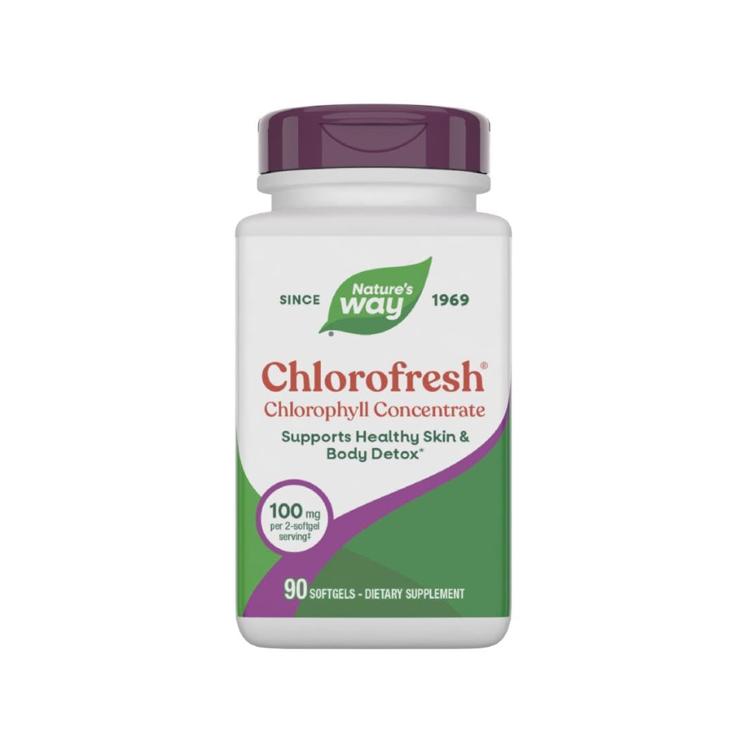 Nature’s Way Chlorofresh Chlorophyll Concentrate Softgels, Chlorophyllin Copper Complex, Internal Deodorant Supplement, Supports Healthy Skin and Detox Pathways