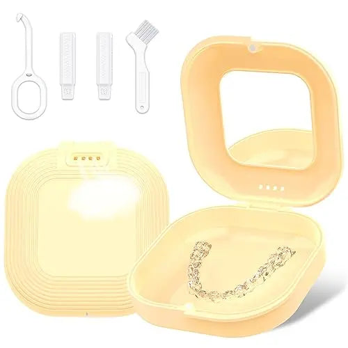 Retainer Case with Mirror and Vent Holes, Cute Retainer Holder Case Compatible with Invisalign Heigoeost Au supplements