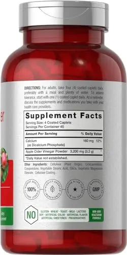 Apple Cider Vinegar Tablets 3200mg | 180 Pills | Vegetarian, Non-GMO & Gluten Free Supplement Horbäach Au supplements