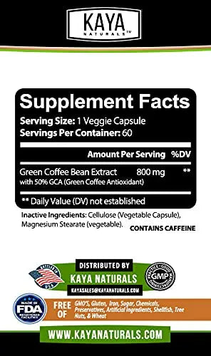 Kaya Naturals Green Coffee Bean 60ct - Weight Management Kaya Naturals Au supplements