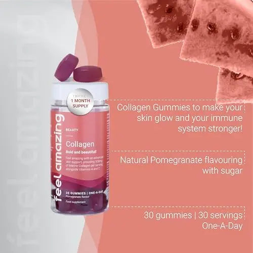 Collagen Gummies with Vitamins A and C, 500mg of Marine Collagen Per Serving, Advanced Skin Support, Feel Amazing Au supplements