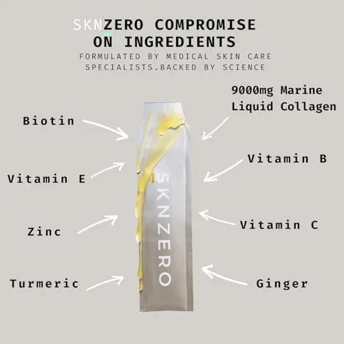 Marine Collagen Liquid 9000mg High Strength Supplement +Biotin, Vitamin B, C, E, Zinc & Turmeric & Ginger SKNZERO Au supplements