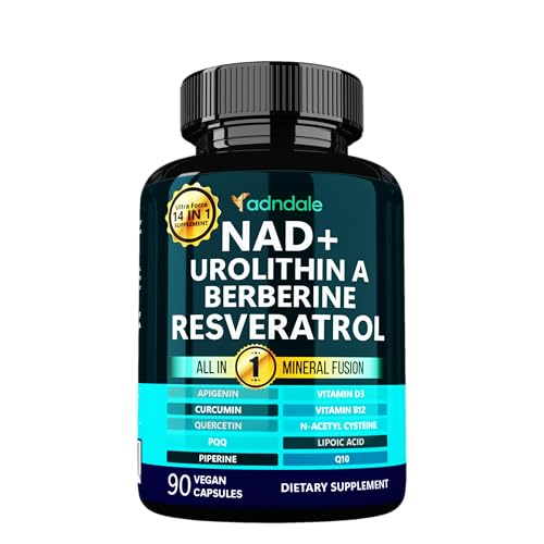 Adndale NAD Supplement. Longevity Formula with Liposomal NAD+, Trans Resveratrol, Urolithin-A, Berberine, CoQ10. NMN Supplement Alternative. 90 Count Adndale Au supplements