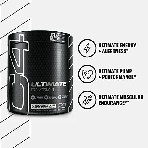 C4 Ultimate Pre Workout Powder Arctic Snow Cone - Sugar Free Preworkout Energy Cellucor Au supplements