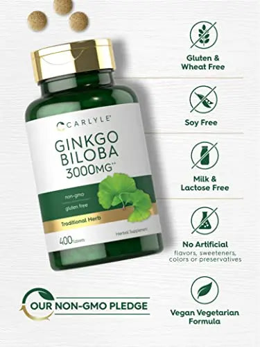 Carlyle Ginkgo Biloba 3000mg | 400 Tablets | Non-GMO, Gluten Free Carlyle Au supplements