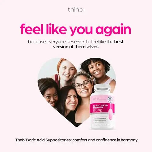 Thinbi Boric Acid Suppositories for Women w/Aloe Vera - BV Treatment & PH Balance Artnaturals Au supplements