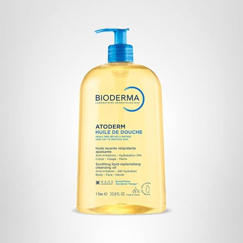 Bioderma Atoderm Shower Oil, Cleansing Oil For Face & Body, Nourishing Cleansing Oil For Dry to Atopic Sensitive Skin