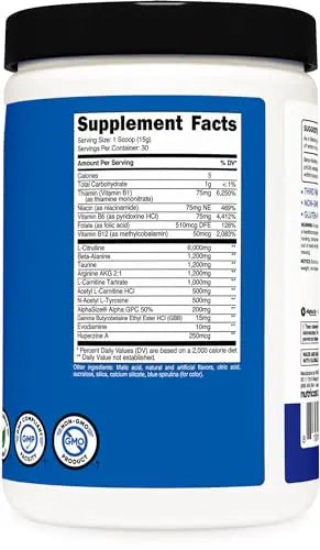 Nutricost Stim-Free Pre-Workout, 30 Servings (Blue Raspberry) - Caffeine Free, Stimulant Nutricost Au supplements