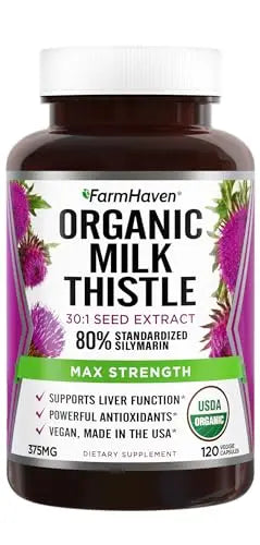 FarmHaven USDA Organic Milk Thistle Capsules | 11250mg Strength | 30X Concentrated FarmHaven Au supplements