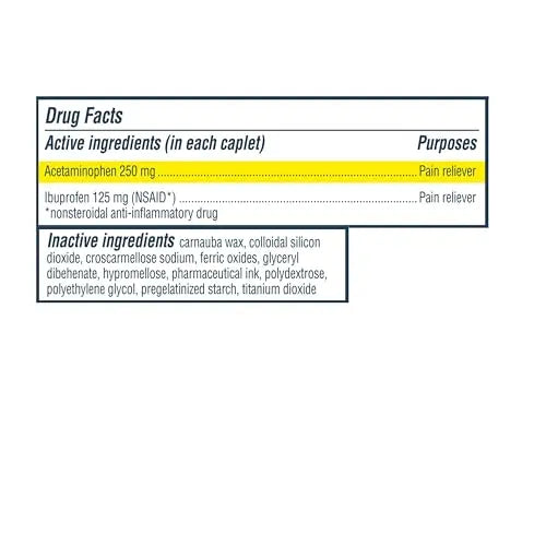 Advil Dual Action Back Pain Caplets Delivers 125mg Ibuprofen and 250mg Acetaminophen Per Dose for 8 Hours of Back Pain Relief - 144 Count Advil Au supplements