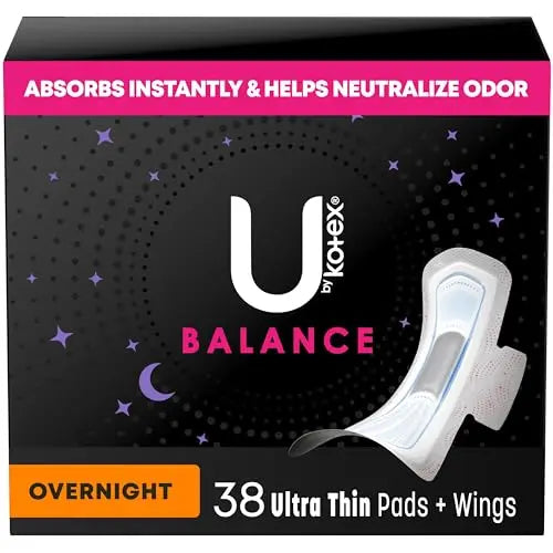 U by Kotex Balance Ultra Thin Overnight Pads with Wings, 38 Count U by Kotex Au supplements
