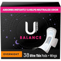 U by Kotex Balance Ultra Thin Overnight Pads with Wings, 38 Count U by Kotex Au supplements