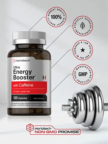 Ultra Energy Supplement | 120 Capsule Pills | with Caffeine & Vitamin B12 | Daily Energy Booster Horbäach Au supplements