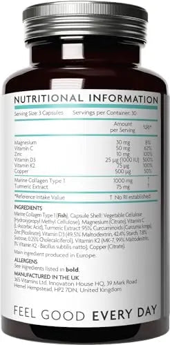 Premium Advanced Collagen Complex for Joint and Bone Health – High Strength Marine Collagen with Vitamin D3 V Vitamini Au supplements