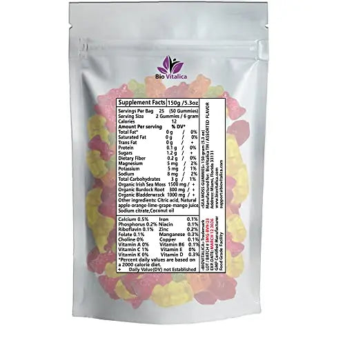 Sea Moss Gummies - Irish sea Moss raw Organic, Bladderwrack, Burdock Root BIO VITALICA Au supplements