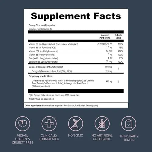 LOONI Balance Beam Mood Complex Supplement | PMS Relief with Ashwagandha, Vitamin B12 L·OONI Au supplements