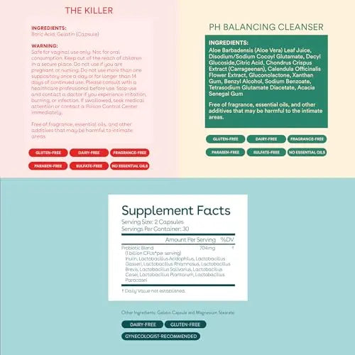 Love Wellness The Killer, Good Girl Probiotics, pH Balancing Cleanser | Boric Acid Suppositories Love Wellness Au supplements