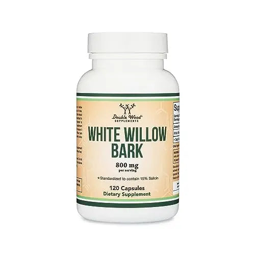 White Willow Bark Capsules 800mg per Serving, 120 Count (Willow Bark Extract Std. Double Wood Supplements Au supplements