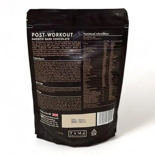 Vegan Post Workout Protein Powder | Dark Chocolate | 301g | Tame Nutrition Tame Nutrition Au supplements