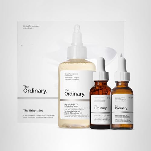 The Ordinary The Bright Set, 3-Step Regimen for Radiant, Even Skin Tone with Glycolic Acid 7% Exfoliating Toner