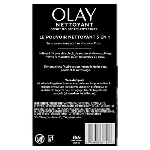 Olay Makeup Remover Wipes, Daily Facials Hydrating Face Cleanser for Normal to Dry Skin