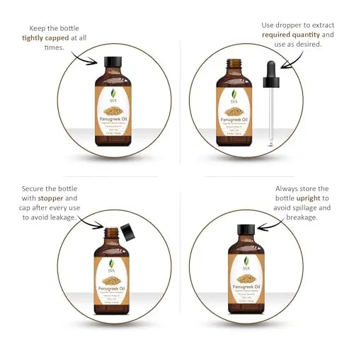 SVA Fenugreek Oil 4oz (118ml) Premium Carrier Oil with Dropper for Hair Care, Hair Oiling, Scalp Massage SVA ORGANICS Au supplements