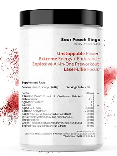 F'ing Workout - Explosive Pre-Workout Supplement (Sour Peach Rings) F'ing Au supplements