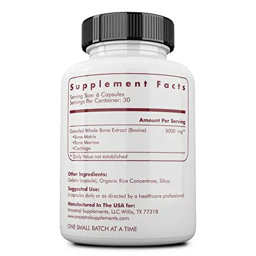 Ancestral Supplements Grass Fed Beef Bone and Marrow Supplement, Bone, Skin, Oral Health, and Joint Care Supplements Promote Whole Ancestral Supplements Au supplements