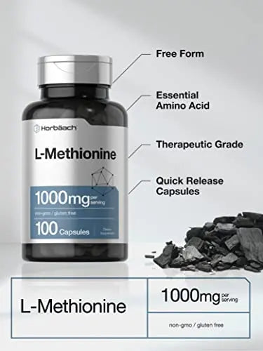 L Methionine 1000mg | 100 Capsules | Non-GMO, Gluten Free | Free Form Supplement Horbäach Au supplements