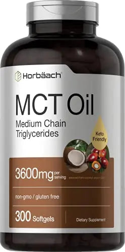 Keto MCT Oil Capsules 3600mg | 300 Softgels | Coconut Oil Pills | Non-GMO and Gluten Horbäach Au supplements