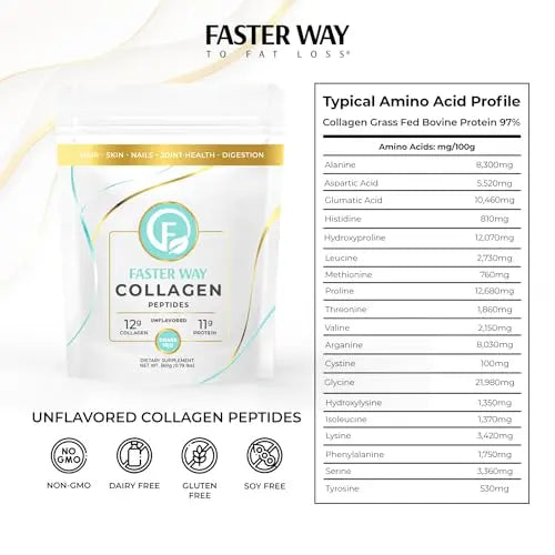 FASTer Way to Fat Loss, Unflavored, 360g Grass-Fed Beef Collagen Peptides for Skin FASTer Way to Fat Loss Au supplements