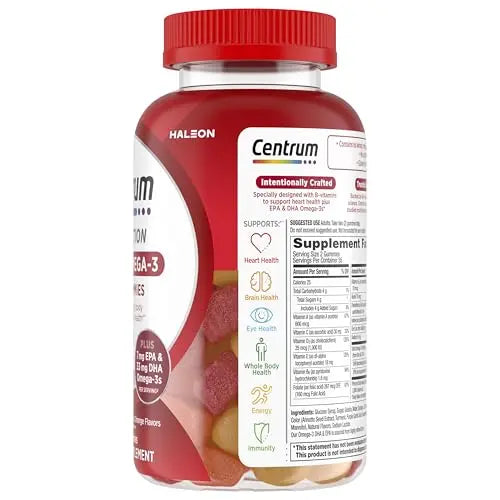 Centrum MultiGummies Multi+ Omega 3 Dual Action, Adult Multivitamin, Multivitamin/Multimineral/Omega 3 Centrum Au supplements