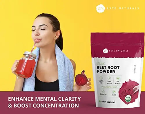 Kate Naturals Beet Root Powder for Baking & Smoothies (8oz) USDA Organic Beetroot Powder Kate Naturals Au supplements