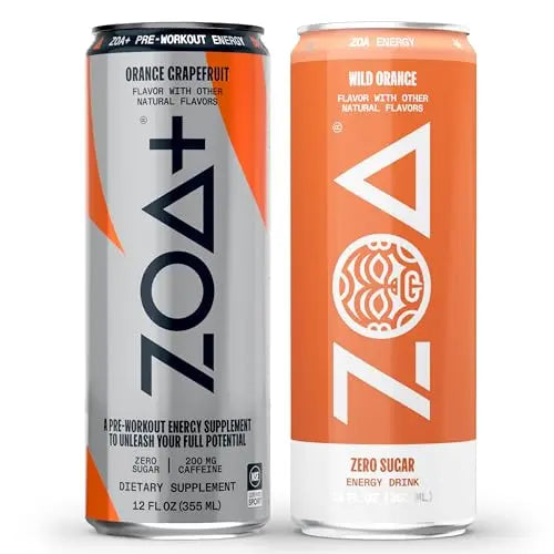 ZOA Energy Drink & ZOA+ Pre-Workout Bundle, Orange Grapefruit and Wild Orange, 12 Fl Oz ZOA Au supplements