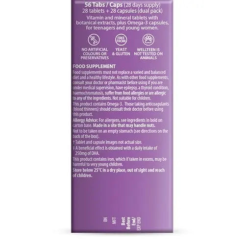 Vitabiotics Wellteen Her Plus Omega-3 - Advanced Nutritional Support for Teenagers and Young Women Ages 13-19 Wellteen Au supplements