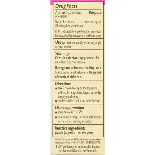 Bach Original Flower Remedies, Star of Bethlehem for Grief and Shock (Non-Alcohol Formula) Bach Au supplements