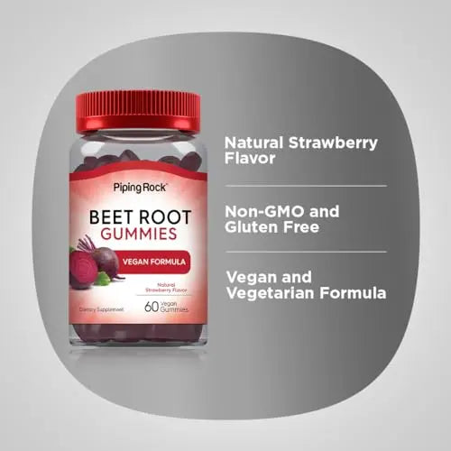 Beet Root Gummies | 60 Count | with Nitrates and Black Pepper Extract | Nitric Oxide Piping Rock Au supplements