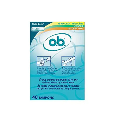 o.b. Tampons Multipack | Non-Applicator Tampon, Unscented | Regular/Super/Super Plus Tampons, 40ct o.b. Au supplements